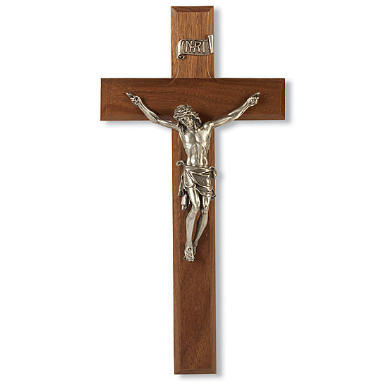 Natural Cherry Wall Crucifix - 11 inch - Brown
