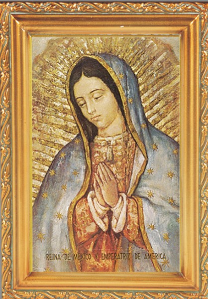 Our Lady of Guadalupe Antique Gold Framed Print - Full Color
