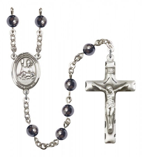 Men's St. Honorius of Amiens Silver Plated Rosary - Gray
