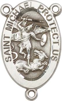 St. Michael National Guard Sterling Silver Rosary Centerpiece - Sterling Silver