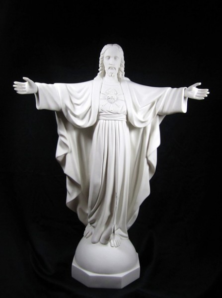 Sacred Heart Statue White Marble Composite - 30 inch - White
