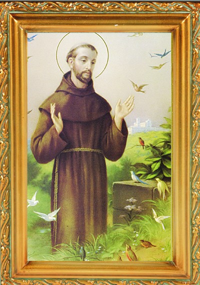 St. Francis Antique Gold Framed Print - Full Color