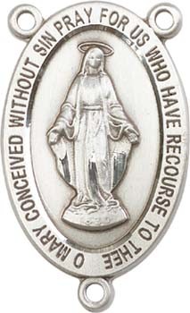 Traditional Miraculous Medal Rosary Centerpiece - Sterling Silver