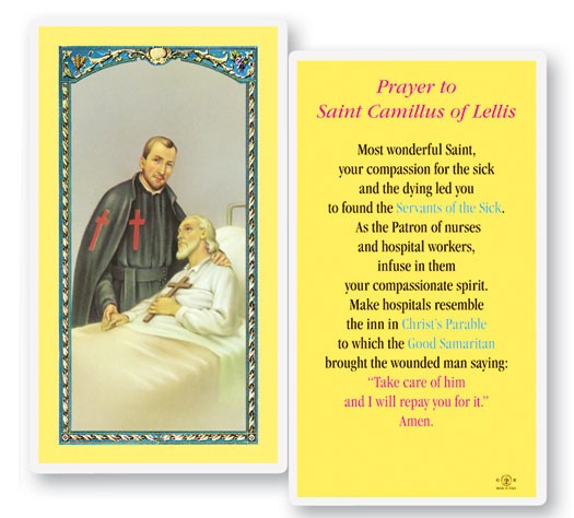 St. Camillus Laminated Prayer Card - 25 Cards Per Pack .80 per card