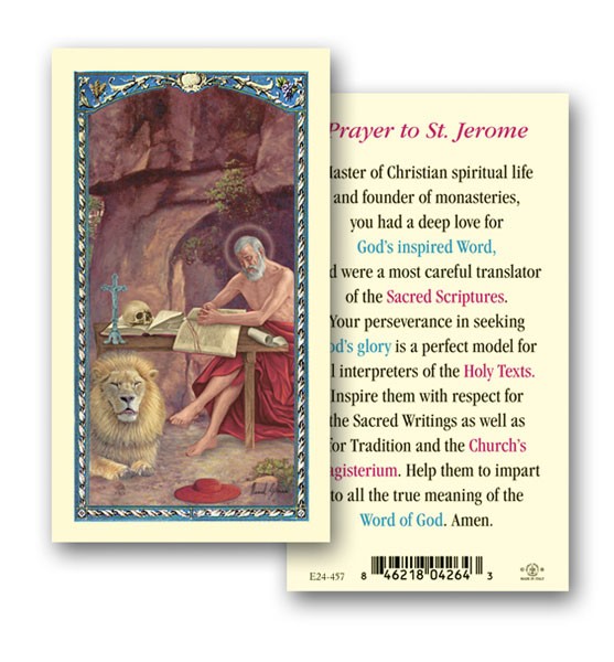 St. Jerome Laminated Prayer Card - 25 Cards Per Pack .80 per card