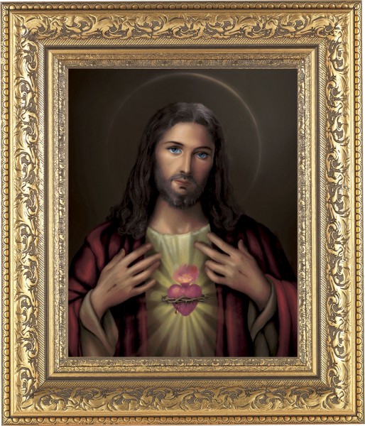 Sacred Heart of Jesus 8x10 Framed Print Under Glass - #115 Frame