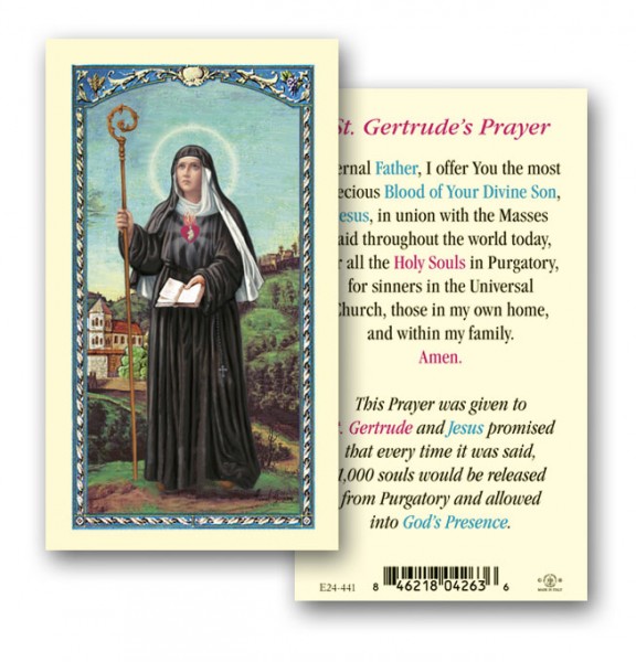 St. Gertrude Laminated Prayer Card - 25 Cards Per Pack .80 per card