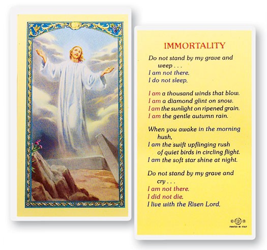 Immortality Risen Christ Laminated Prayer Card - 25 Cards Per Pack .80 per card