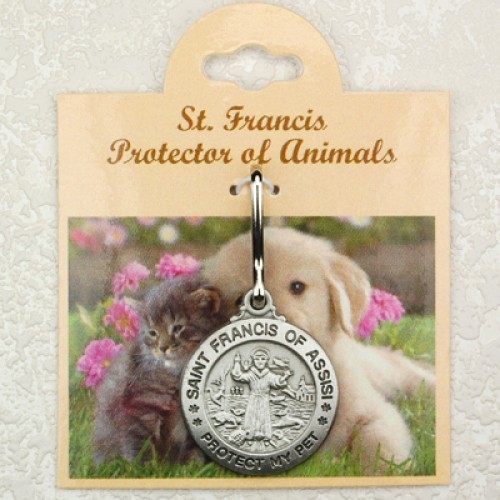 St. Francis Engravable Pewter Pet Medal - Large - Silver