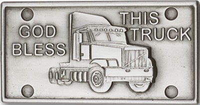 God Bless This Truck Visor Clip - Antique Silver