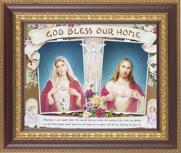 God Bless Our Home Sacred Hearts 8x10 Framed Print Under Glass - #126 Frame