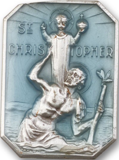 St. Christopher Visor Clip - Blue | Silver