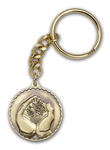 Faith Hand Serenity Keychain - Antique Gold