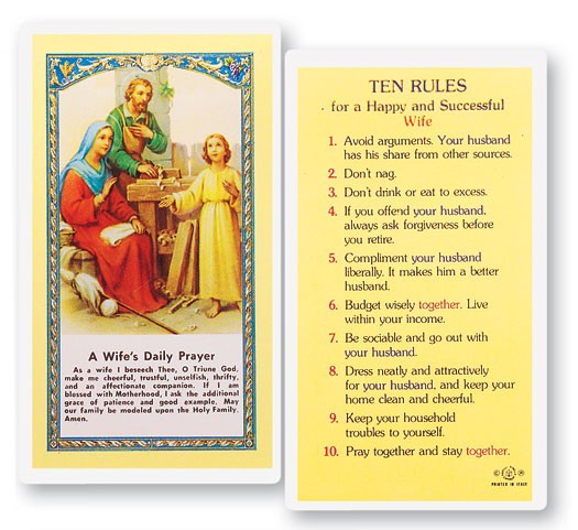 A Wife's Daily Laminated Prayer Card - 25 Cards Per Pack .80 per card
