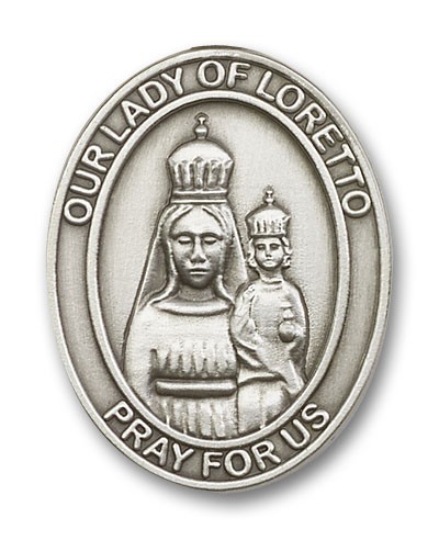 Our Lady of Loretto Visor Clip - Antique Silver