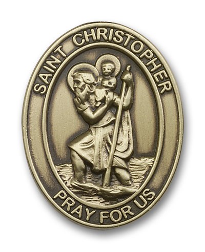 St. Christopher Visor Clip - Antique Gold