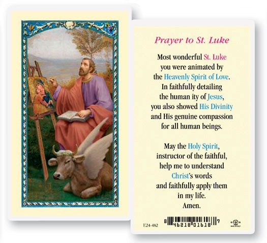 St. Luke Laminated Prayer Card - 25 Cards Per Pack .80 per card