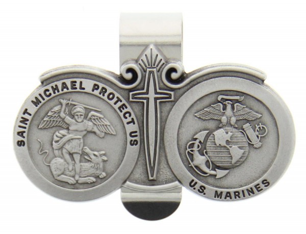St. Michael U.S. Marines Visor Clip Pewter - Silver