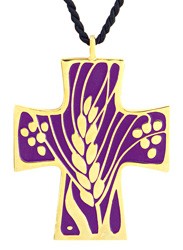 Vine and Grapes Cross Pendant / Eucharistic Minister Pendant - Purple
