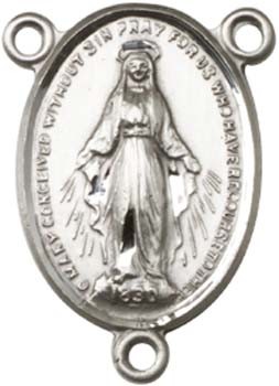 Simple Miraculous Medal Rosary Centerpiece - Sterling Silver