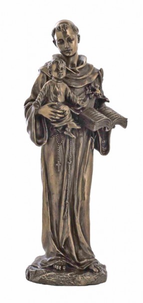 St. Anthony &amp; Child Statue - 10.5 Inches - Bronze