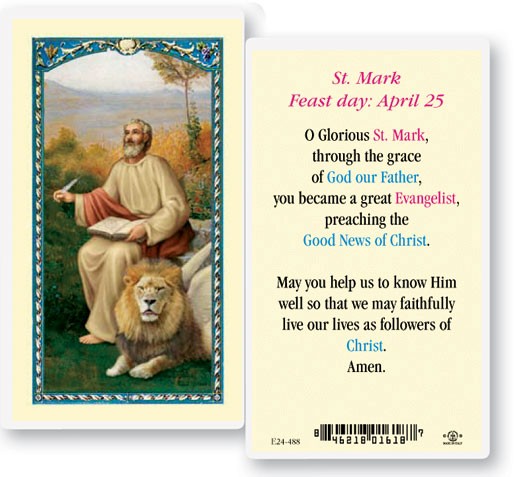 St. Mark Laminated Prayer Card - 25 Cards Per Pack .80 per card