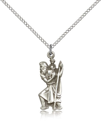 Figure of St. Christopher Necklace - Sterling Silver