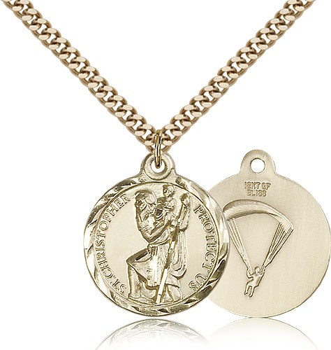 Paratrooper St. Christopher Medal - 14KT Gold Filled
