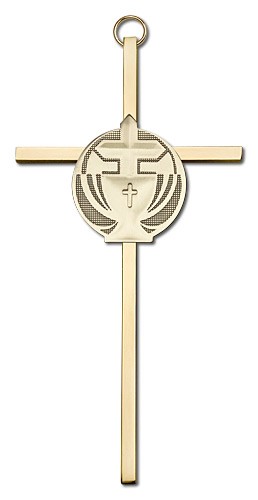 Communion Chalice and Cross Wall Cross 6&quot; - Gold Tone