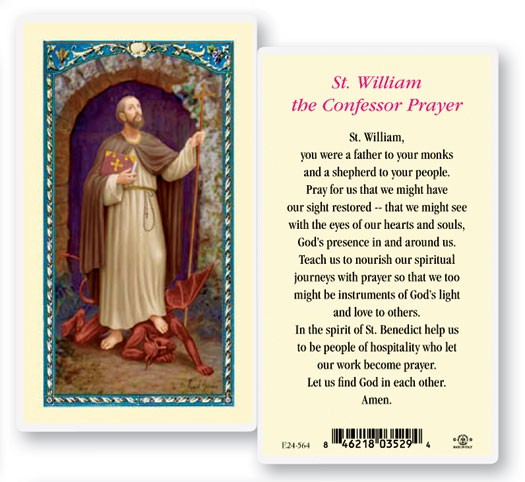 St. William Laminated Prayer Card - 25 Cards Per Pack .80 per card