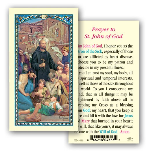 St. John of God Laminated Prayer Card - 25 Cards Per Pack .80 per card
