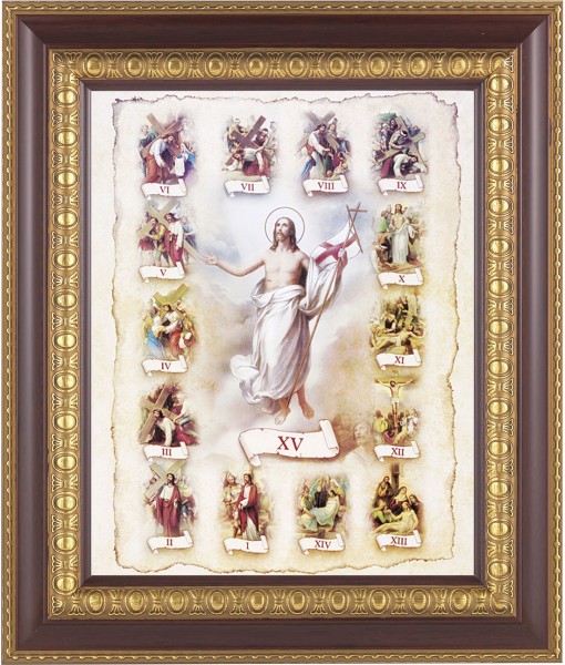 Stations of the Cross Illustrated 8x10 Framed Print Under Glass - #126 Frame