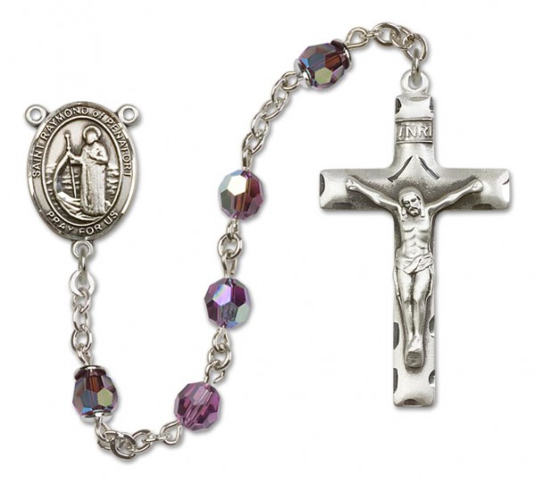 Raymond of Penafort Sterling Silver Heirloom Rosary Squared Crucifix - Amethyst