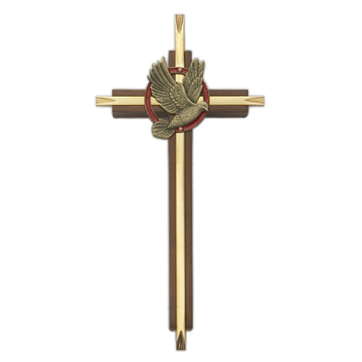 Confirmation Cross Walnut &amp; Brass 7 inch - Brown