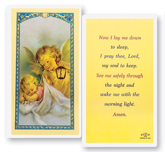 Now I Lay Me Down To Sleep Laminated Prayer Card - 25 Cards Per Pack .80 per card