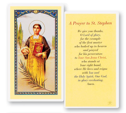Prayer To St. Stephen Laminated Prayer Card - 25 Cards Per Pack .80 per card