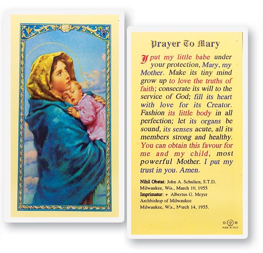 Prayer To Mary Madonna of the Street Laminated Prayer Card - 25 Cards Per Pack .80 per card
