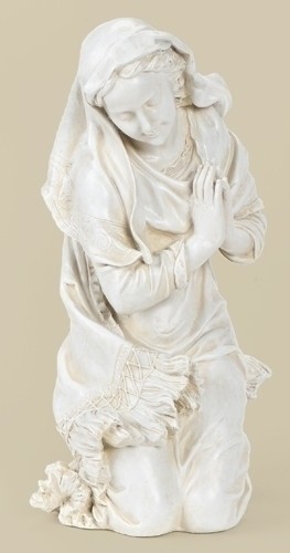 Kneeling Mary Statue 16&quot; H for 27&quot; Scale Nativity Set - Natural Stone
