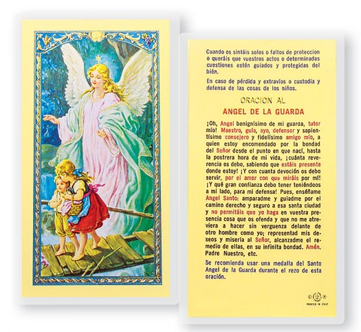 Angel De La Guarda Del Puente Laminated Spanish Prayer Card - 25 Cards Per Pack .80 per card