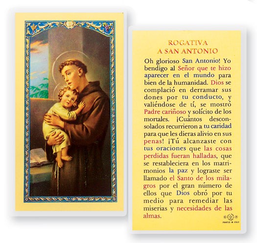 Rogativa A San Antonio Laminated Spanish Prayer Card - 25 Cards Per Pack .80 per card