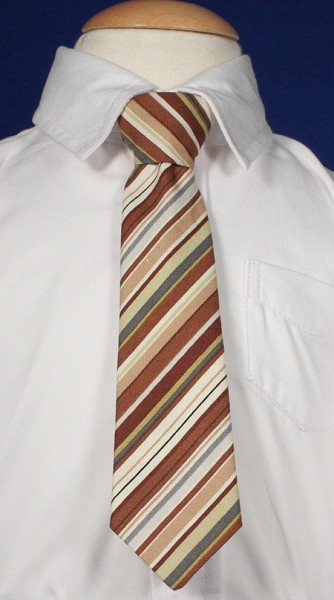 Boys Brown Striped Tie - Brown