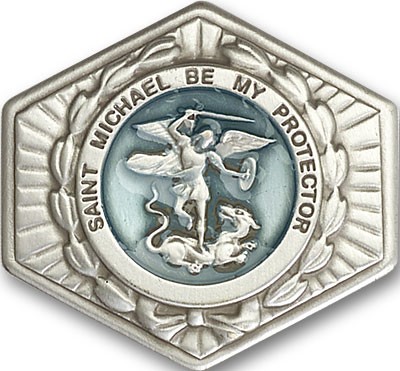 St. Michael the Archangel Visor Clip - Blue | Silver