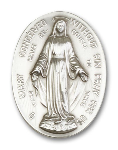 Immaculate  Conception Visor Clip - Antique Silver
