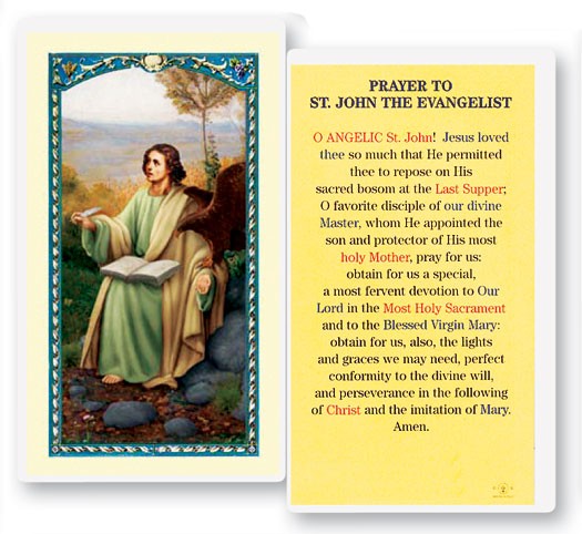 Prayer To St. John Evangelist Laminated Prayer Card - 25 Cards Per Pack .80 per card