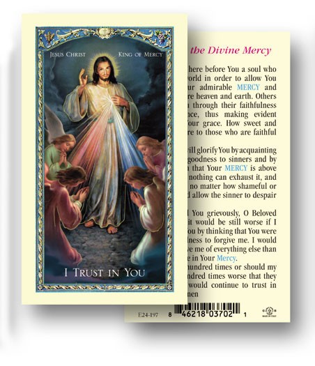 Jesus Christ King of Mercy Laminated Prayer Card - 25 Cards Per Pack .80 per card
