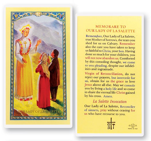 Our Lady of La Salette Laminated Prayer Card - 25 Cards Per Pack .80 per card