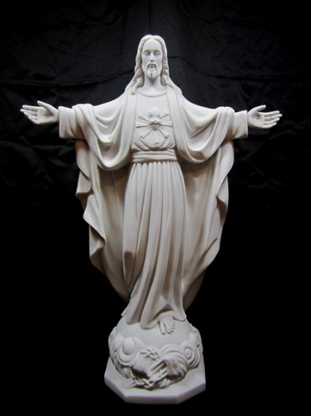 Sacred Heart Statue White Marble Composite - 24 inch - White