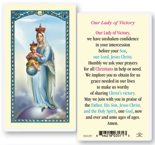 Our Lady of Victory Laminated Prayer Card - 25 Cards Per Pack .80 per card