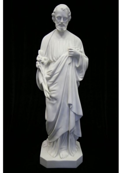 Saint Joseph the Worker Statue White Marble Composite - 40 inch - White