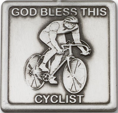 God Bless This Cyclist Visor Clip - Antique Silver
